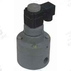 PLAST-O-MATIC Solenoid Valve: 2-Way, Normally Closed, 1/2 in Pipe Size, 120V AC, Inline Pilot, DIN (MPN PS050EPW11-120/60-PP). Key specifications — Pipe Size: 1/2 in; Voltage: 120V AC; Brand: PLAST-O-MATIC; Coil Enclosure: Watertight.