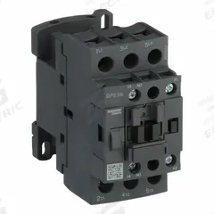SCHNEIDER IEC Magnetic Contactor: Non-Reversing, 3 Poles, 3NO Contacts, 38 A, 24V AC Coil (MPN DPE38B7). Key specifications — Brand: SCHNEIDER; Integrated Surge Suppression: No.