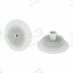 SCHMALZ Vacuum Pad Assembly: Flat, G1/4 in Vacuum Port, 77.2 mm Pad Dia, Food Grade Silicone Rubber (MPN 10.01.01.14073). Key specifications — attr1019136: 10.01.01.14073; attr1019138: SCHMALZ; attr1019139: 55 A.