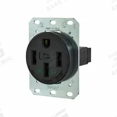 BRYANT Receptacle: Single, 14-50, Black, 125/250V AC, 50 A, 3 Pole / 4 Wire (MPN 9450FR)