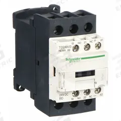 SCHNEIDER NEMA Magnetic Contactor: Non-Reversing, 3 Poles, NEMA Size 00, 9 A, 24V DC (MPN T02AN13BD). Key specifications — Brand: SCHNEIDER.