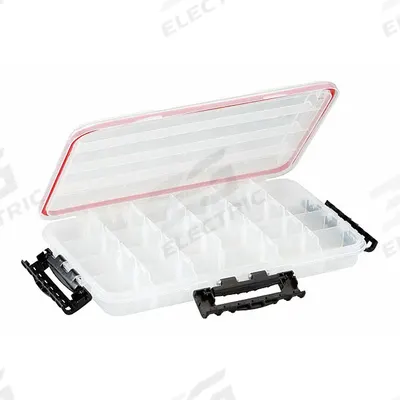 PLANO MOLDING Compartment Box: 14 in x 9 in x 1 7/8 in, Clear, 23 Compartments - Small Parts Compartmented Boxes with Adjustable Dividers