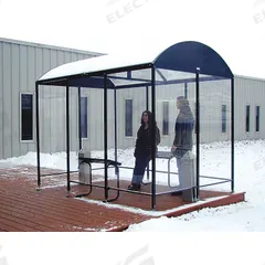 Smoking Shelter: Unassembled, 4 Sides, 124 in x 84 in x 95 in, Aluminum, Black (MPN NBS0812FS). Key specifications — Brand: NO BUTTS BIN CO.; Frame Material: Aluminum; Finish: Powder-Coated.