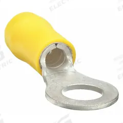 GRAINGER Ring Terminal: Yellow, Vinyl Insulation, 1/4 in Stud Size, 12 AWG to 10 AWG Wire Sizes (MPN 24C961). Key specifications — attr1308027: GRAINGER.