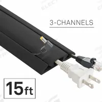Cable protector: 3 Channels, 2 5/8 in Overall Wd, 5/8 in Overall Ht, 15 ft Lg, Rubber, Black (MPN CC-RI-CP-15-BK). Key specifications — Color: Black; Brand: ELECTRIDUCT.
