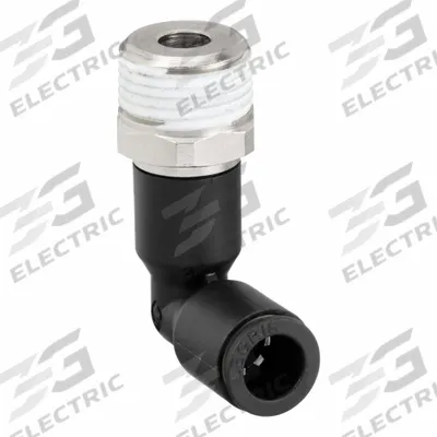 LEGRIS Push-Fit Elbow Fitting: 1/2 in Pipe x 14 mm OD Size, BSPT x Push-to-Connect - Nylon & Nickel-Plated Brass Tube Fittings