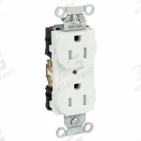 HUBBELL Receptacle: Duplex, 5-15, White, 125V AC, 15 A, 2 Pole / 3 Wire (MPN BR15WHITR)
