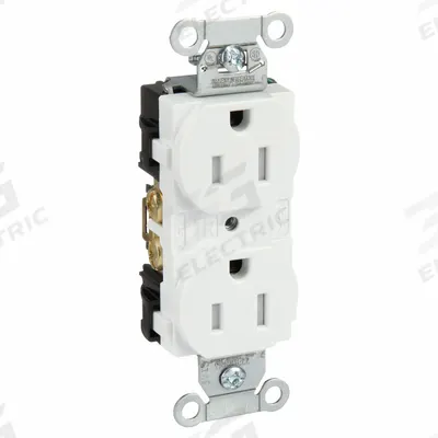 HUBBELL Receptacle: Duplex, 5-15, White, 125V AC, 15 A, 2 Pole / 3 Wire (MPN BR15WHITR) - General Purpose Receptacles