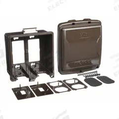 RED DOT While In Use Weatherproof Cover: 2 Gangs, For Decora/GCFI Electrical Component Type, PVC (MPN 2CKPM-BR). Key specifications — attr211022: RED DOT; attr1046333: Bronze; attr1046334: PVC; attr1046335: Decora/GCFI; attr1046340: Vertical.