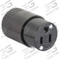 HUBBELL Straight Blade Connector: 5-15R, 125V AC, 15 A, 2 Pole, 3 Wire, Black (MPN 515C)