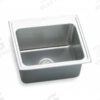 ELKAY Bowl Drop-In Sink: 25 in Overall Lg, 22 in Overall Wd, 12 in Bowl Dp, 21 in Bowl Lg, 1 Bowls (MPN DLR2522123). Key specifications — Brand: ELKAY; Color Family: Silver/Gray.