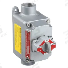 Selector Switch Control Station: 1 Gang, Selector Switch, 2NO/2NC, Hand/Off/Auto, 0 Pilot Lights (MPN EFDCB110-102). Key specifications — Legend: Hand/Off/Auto; Action: Maintained; Contact Form: 2NO/2NC; Brand: APPLETON ELECTRIC; Operator Configuration Type: (1) Selector Switch.
