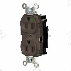 HUBBELL Receptacle: Hospital Grade, Duplex, 5-15R, Brown, 125V AC, 15 A, 2 Pole / 3 Wire (MPN HBL8200ST)