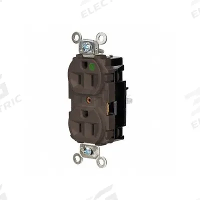 HUBBELL Receptacle: Hospital Grade, Duplex, 5-15R, Brown, 125V AC, 15 A - General Purpose Receptacles