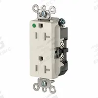 LEVITON Plugs and Receptacles: Hospital Grade, Duplex, 5-20R, Light Almond, 125V AC, 20 A (MPN 16362-SGT)
