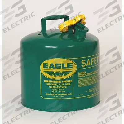 EAGLE Type I Safety Can: For Use With Oil, 2 gal Capacity, Powder Coated Steel - Oil Safety Cans