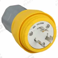 HUBBELL Locking Plug: Non-NEMA, Yellow, 125/250V AC, 30 A, 3 Pole, 3 Blade (MPN HBL28W08). Key specifications — Brand: HUBBELL.