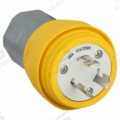HUBBELL Locking Plug: Non-NEMA, Yellow, 125/250V AC, 30 A, 3 Pole - Watertight Plugs