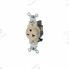 LEVITON Receptacle: Single, 6-20, Ivory, 250V AC, 20 A, 2 Pole / 3 Wire (MPN 5821-I)