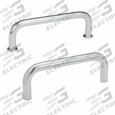 JW WINCO Pull Handle: Threaded Holes, Steel, Silver, 9.25 in Mounting Hole Center to Center - Load-Rated Standard "U" Pull Handles