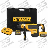 DEWALT Cordless Rotary Hammer Kit: D-Handle, 60V DC, SDS-Max, 2 in max, 9.0 Ah, 9.8 ft-lb, 2,705 bpm (MPN DCH735X2). Key specifications — attr113858: 60V DC; attr113796: DEWALT; attr113808: 1,350 bpm to 2,705 bpm; attr113803: Yes; attr113838: Hammer and Rotate; attr113809: Yes; attr113815: (2) Batteries.