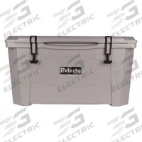 GRIZZLY COOLERS Marine Chest Cooler: Gray, 72 Cans, 60 qt Cooler Capacity, 8 day Ice Retention (MPN 4400633). Key specifications — Brand: GRIZZLY COOLERS; Drain Plug: Not Included; Wheels Included (FILTER): No.