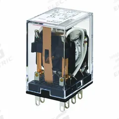 OMRON General Purpose Latching Relay: Socket Mounted, 3 A Current Rating, 24V AC, DPDT, K Socket (MPN MY2K-US-AC24). Key specifications — Brand: OMRON; Base Type: Square; Mounting Style: Socket; Pin Shape: Flat; Electrical Connection: Plug-In; Manufacturer Part Number: MY2K-US-AC24; Operating Current: 3 A at 220V AC (Resistive Load); Series: MY Series.