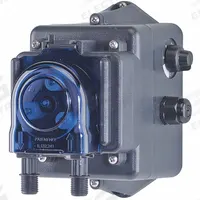 STENNER Peristaltic Chemical Metering Pump: 120V AC, 1/40 hp HP, 7.4 gpd Max. Flow Rate, Santoprene (MPN E10VXAA1S6G1). Key specifications — Tubing Material: Santoprene; Brand: STENNER; Reproducibility: ±5.0%.