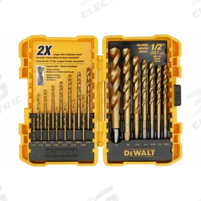 DEWALT Jobber Length Drill Bit Set: 21 Pc, 1/16" to 1/2", 135° Point - General Purpose High-Speed Steel Jobber-Length Drill Bit Sets
