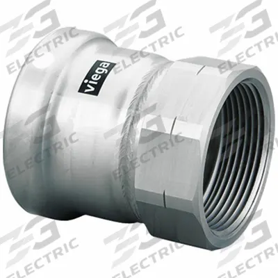 VIEGA MEGAPRESS Crimp Adapter Fitting: 2 1/2 in Pipe x 2 1/2 in Pipe Size, Press-fit x FNPT - Stainless Steel Press Fittings