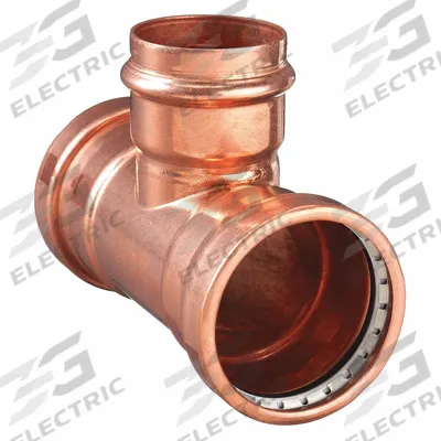 VIEGA PROPRESS Crimp Tee Fitting: Tee, 3 in CTS x 3 in CTS x 1 1/2 in CTS size - Plumbing Copper & Bronze Press Tube Fittings