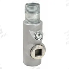 Sealing Fitting - Vertical and Horizontal: Iron, 1 1/4 in Trade Size, Male, 5 1/16 in Overall Lg (MPN EYS-46). Key specifications — Brand: APPLETON ELECTRIC; Connection Type: Threaded; Thread Gender: Male; Ends - Hazardous Fittings: 1-1/4 in FNPT x 1-1/4 MNPT; Material: Iron; Hazardous Location Rating: Class II, Division 1 and 2, Groups E, F, G; Thread Type: NPT; Standards: CSA C22.2 No 30.