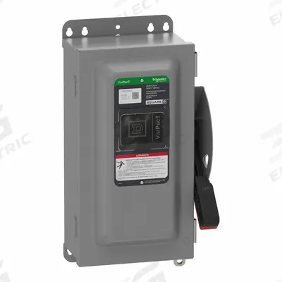 SCHNEIDER Safety Switch: Fusible, 60 A, Three Phase, 240V AC, Galvanized Steel - Fusible Safety Switches