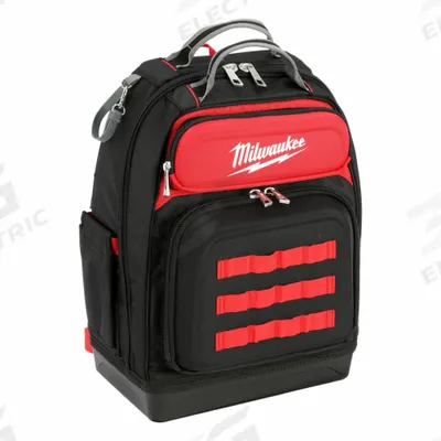 MILWAUKEE Tool Backpack: 18 in W 9 7/16 in D 20 3/8 in H, Ballistic Nylon, Red - Ballistic Nylon Tool Backpacks