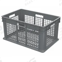 AKRO-MILS Straight Wall Tote: 20 gal, 23 3/4 in x 15 3/4 in x 12 1/4 in, Stacking Capable, Gray (MPN 37612GREY). Key specifications — Material: Plastic; Stackable: Stacking Capable; Brand: AKRO-MILS.