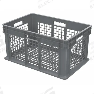 AKRO-MILS Straight Wall Tote: 20 gal, 23 3/4 in x 15 3/4 in x 12 1/4 in, Stacking Capable - Fully Vented Milk-Crate-Style Containers