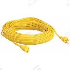 APPROVED VENDOR Extension Cord: Indoor Use, 100 ft Lg, Outlet, 5-15P, 16/3, SPT-2, Yellow, 125V AC (MPN 1FD60). Key specifications — Brand: APPROVED VENDOR; Temperature Rating: 32° to 167°F; NEMA Plug Configuration: 5-15P.