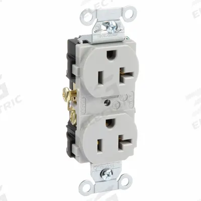 HUBBELL Receptacle: Duplex, 5-20, Gray, 125V AC, 20 A, 2 Pole / 3 Wire (MPN CR20GRY) - General Purpose Receptacles