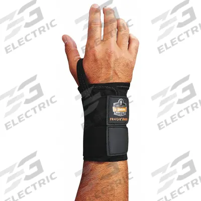 PROFLEX BY ERGODYNE Wrist Support: Right, M Ergonomic Support Size, Black - PROFLEX BY ERGODYNE Double Strap Wrist Support