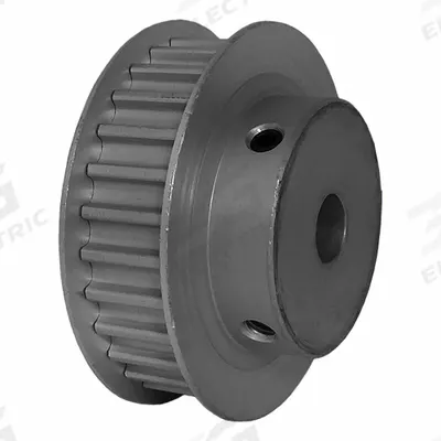 Dayton Timing Pulley: Curvilinear, Fixed, For 9 mm Belt Wd, 28 Teeth, 5 mm Pitch - HTD Section Fixed-Bore Timing Pulleys with Hub