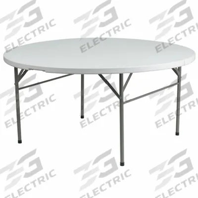 FLASH FURNITURE Folding Table: Round Table Shape, White Tabletop, 29 1/2 in - Standard Folding Tables