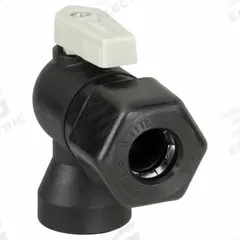 PARKER Manual Two-Way Ball Valve: 3/8 in, Polypropylene, Angle, Sweat x FNPT, Full Port Ball Port (MPN FTPPB8VFE6). Key specifications — Brand: PARKER; Handle: Lever.