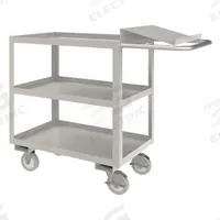 DURHAM MFG Utility Cart: 1,200 lb, 3 Shelves, 45 in L x 18 in W x 39 in H Overall Dim, Flat (MPN SOPC1618303ALU5PU). Key specifications — Caster Wheel/Tread Material: Polyurethane; Brand: DURHAM MFG; Caster/Wheel Configuration: (2) Swivel with Brake.