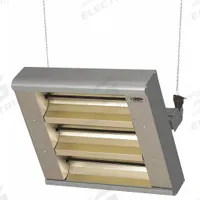 FOSTORIA Electric Infrared Heater: 4800W Watt Output, 240V AC, 1 or 3 Phase, Hardwired, Quartz Lamp (MPN 223-60-THA-240V). Key specifications — Wattage Output: 4800W; Voltage: 240V AC; Brand: FOSTORIA; Electrical Connection: Hardwired; Element Type: Quartz Lamp; Housing Color: Silver; Housing Material: Aluminum; Overall Dimensions - L x W x D: 24 in x 21-1/2 in x 11 in.