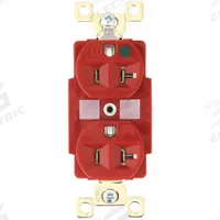 BRYANT Receptacle: Hospital Grade Fed. Spec., Duplex, 5-20R, Red, 125V AC, 20 A, 2 Pole / 3 Wire (MPN BRY8300RED)