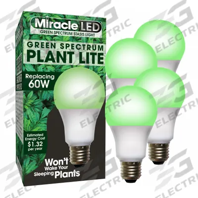 LED Grow Bulb: LED, A19, 120V, Green - Night Shift & Dark Cycle Bulbs