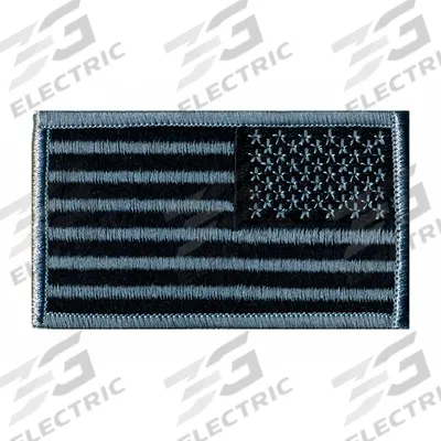 HEROS PRIDE Embroidered Patch: Reverse/U.S. Flag, 3 3/8 in x 2 in, Black/Silver, Plastic - Embroidered Emblems