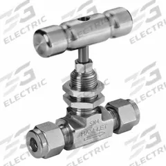 HAM-LET Plumbing Needle Valves: Inline Valve Body, 316 Stainless Steel, Integral Bonnet, Let-Lok (MPN H-300U-SS-L-V-3/8-M). Key specifications — For Media: Liquid; Standards: ISO 15848-1; Brand: HAM-LET; Valve Series: H300U; Stem Type: V-Stem; Connection Type - Side 1: Let-Lok; Connection Type - Side 2: Let-Lok; Connection Type: Let-Lok x Let-Lok.