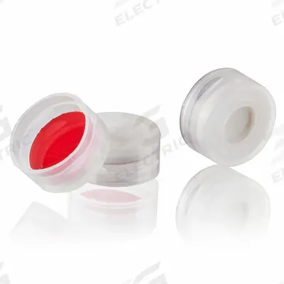 GLOBE SCIENTIFIC Lab Bottle Caps: 11 mm Dia, Colorless, Polyethylene, PTFE, Septa Included - Snap On Bottle Caps