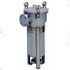 PARKER Water Filter Housing: 2 in, Flanged, 33 in Overall Ht, 14 1/2 in Overall Dia, Carbon Steel (MPN FE6-1-2F). Key specifications — Housing Material: Carbon Steel; Housing Color: Gray; Brand: PARKER.
